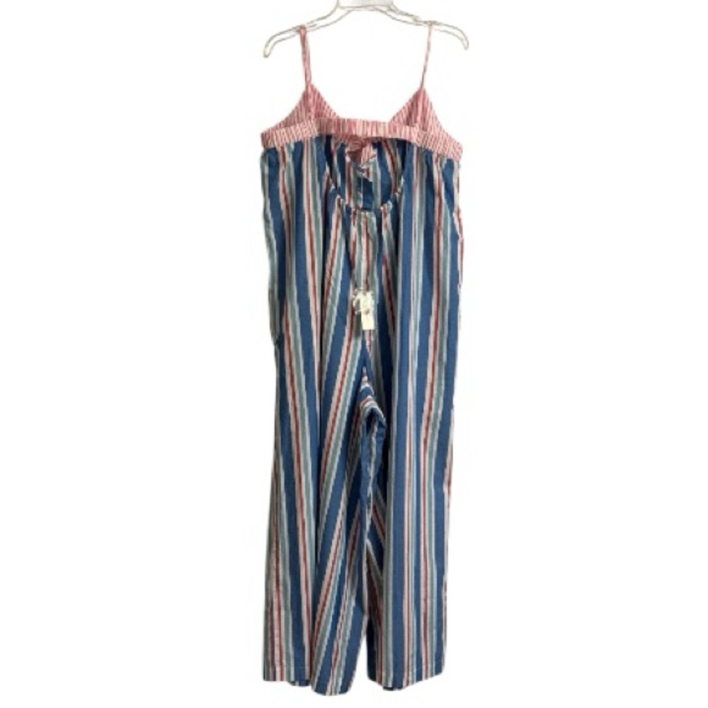 Anthropologie Pink & Blue Striped Wide-Leg Jumpsuit - Picture 3 of 8